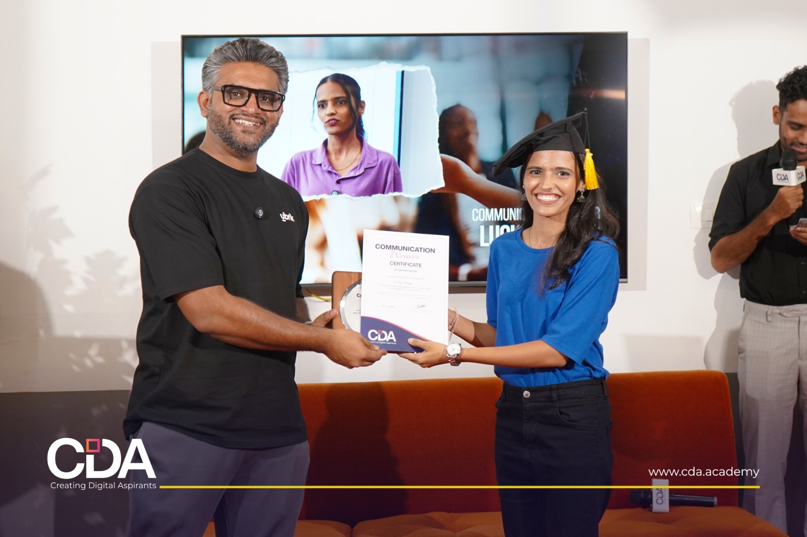 Lucky Suthar receiving Communication Winner award at CDA Academy Calicut 2024